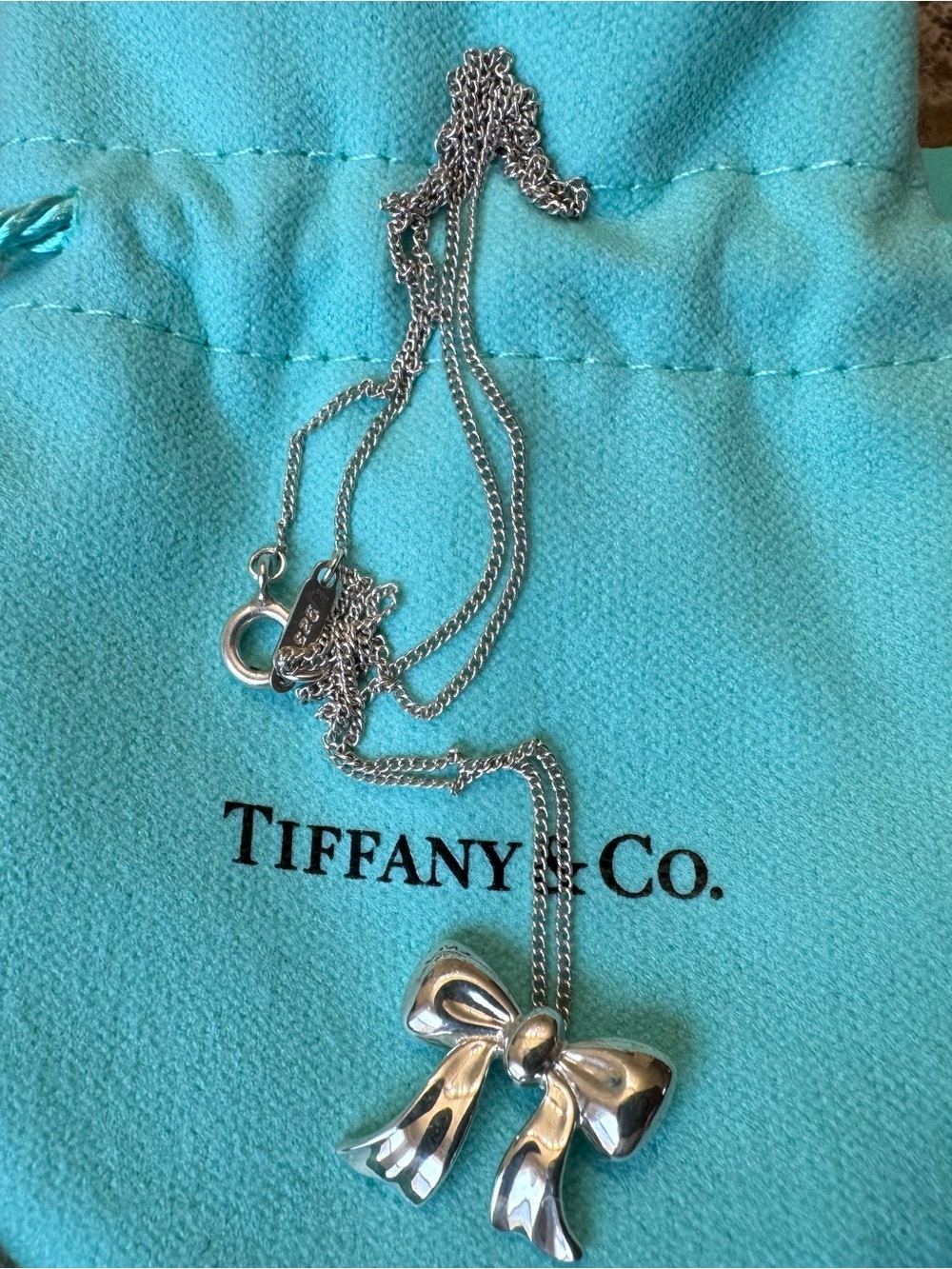Tiffany & Co. Sterling Silver Bow Pendant Necklace